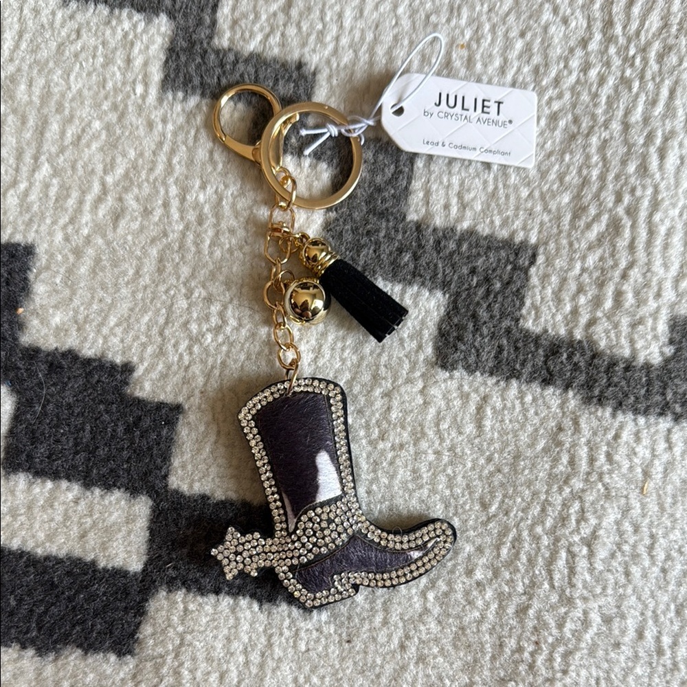Cowhide Boot Keychain